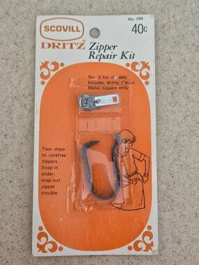 NOS VINTAGE RARE DRITZ SCOVILL ZIPPER REPAIR KIT